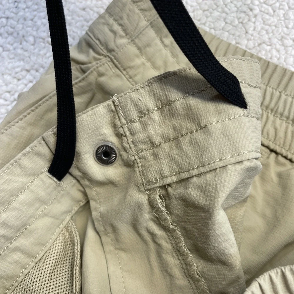 The North Face Shorts Mens L Tan Hiking Ripstop Cargo Pockets Elastic Waist